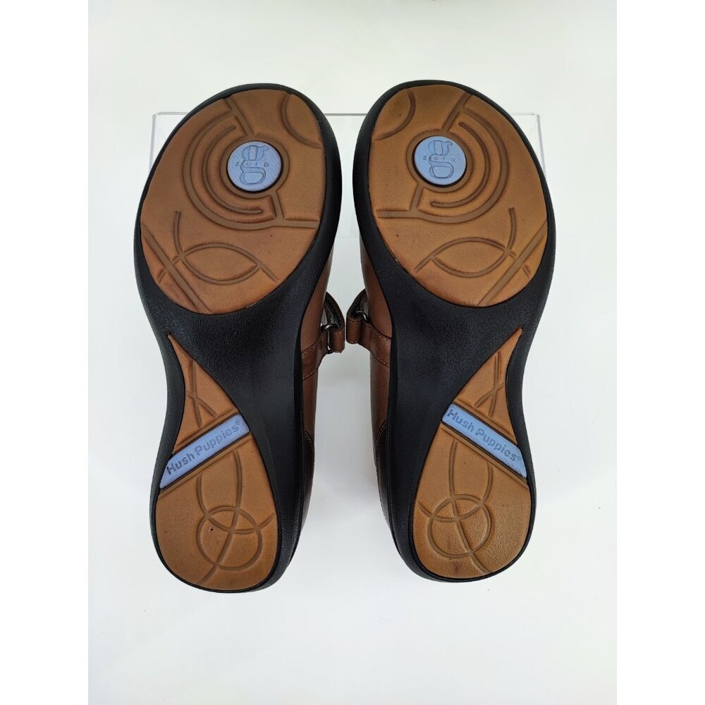 Hush Puppies Women Epic Brown Mary Jane Leather Loafer Shoes Size 7.5 Wide Large - Picture 7 of 8